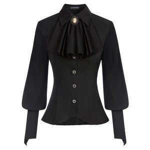 Scarlet Darkness Black Victorian Lantern Sleeve Blouse (Size: Large)